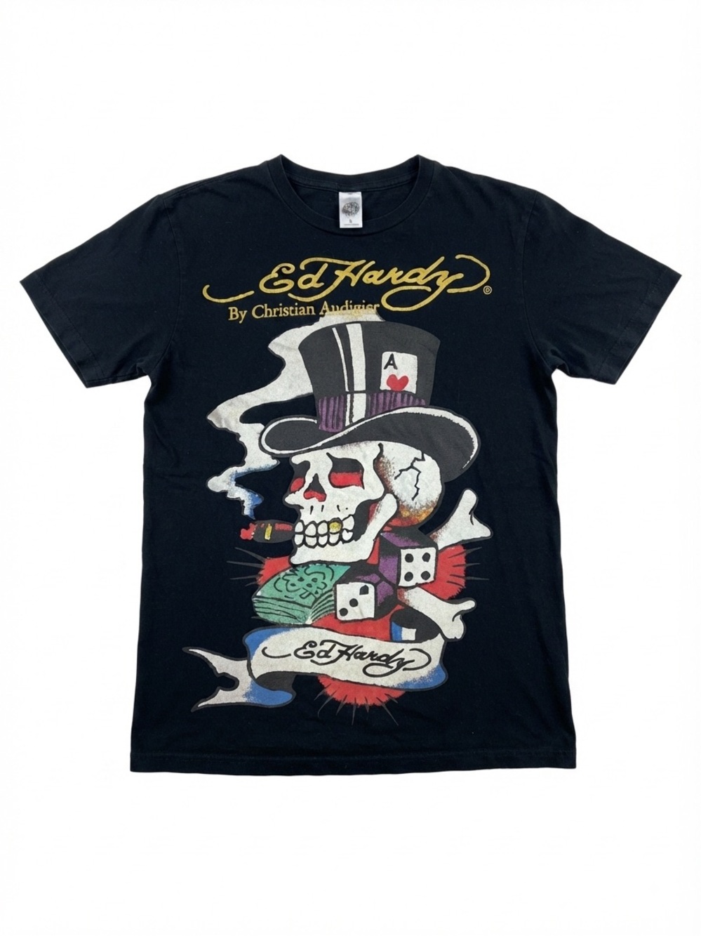 ED HARDY Vintage Y2K Skull & Dice Graphic Tee SIZE SMALL